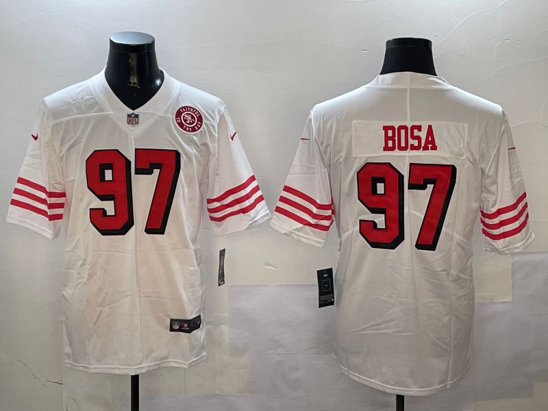 Men San Francisco 49ers #97 Bosa White Throwback 2024 Nike Limited NFL Jersey style 01043->san francisco 49ers->NFL Jersey